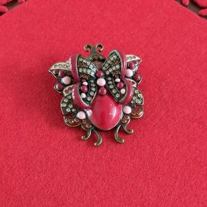 RARE Joan Rivers Elegant Red Butterfly Brooch- Signed